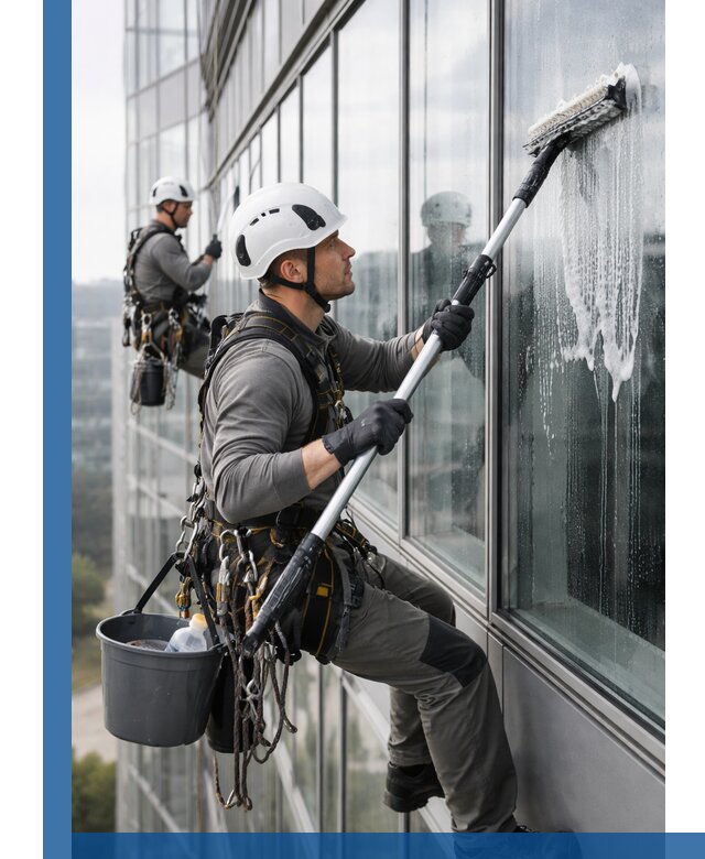 Высотная мойка сплошного остекления с выездом в Переславле-Залесском