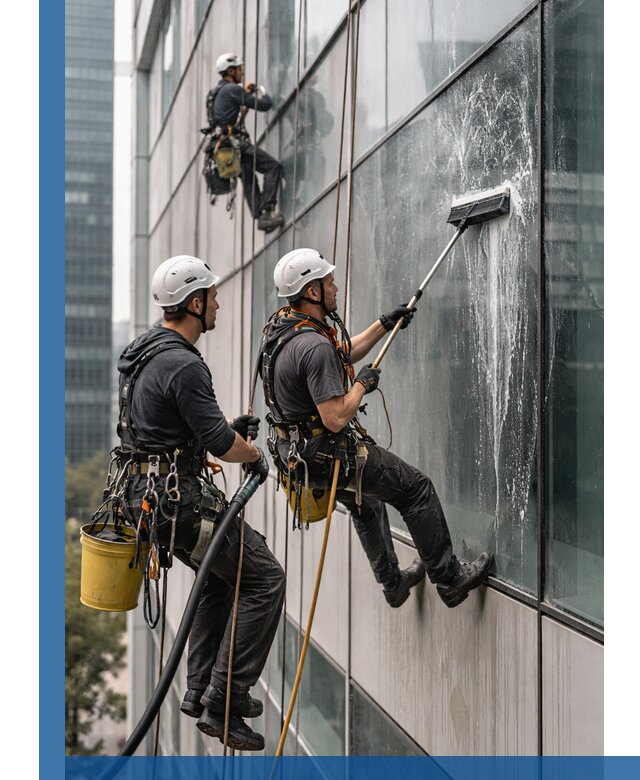 Профессиональная высотная мойка фасадов зданий в Переславле-Залесском