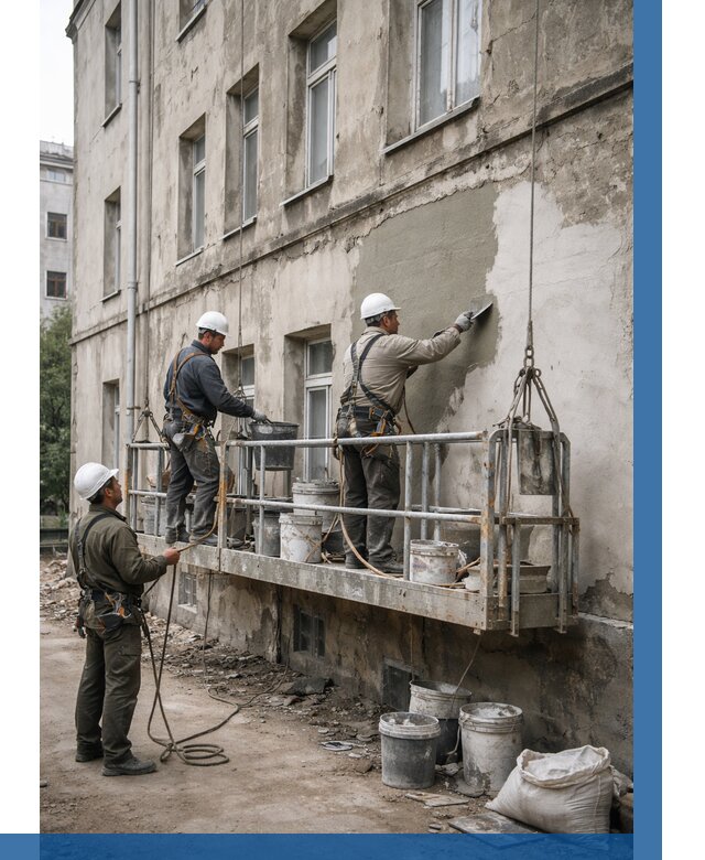 Капитальный ремонт фасада в Переславле-Залесском от 4359 р. | ВЫСОТНИК-Прс