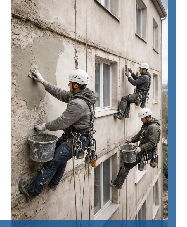 Ремонт штукатурного фасада в Переславле-Залесском от 778 р. под ключ | ВЫСОТНИК-Прс