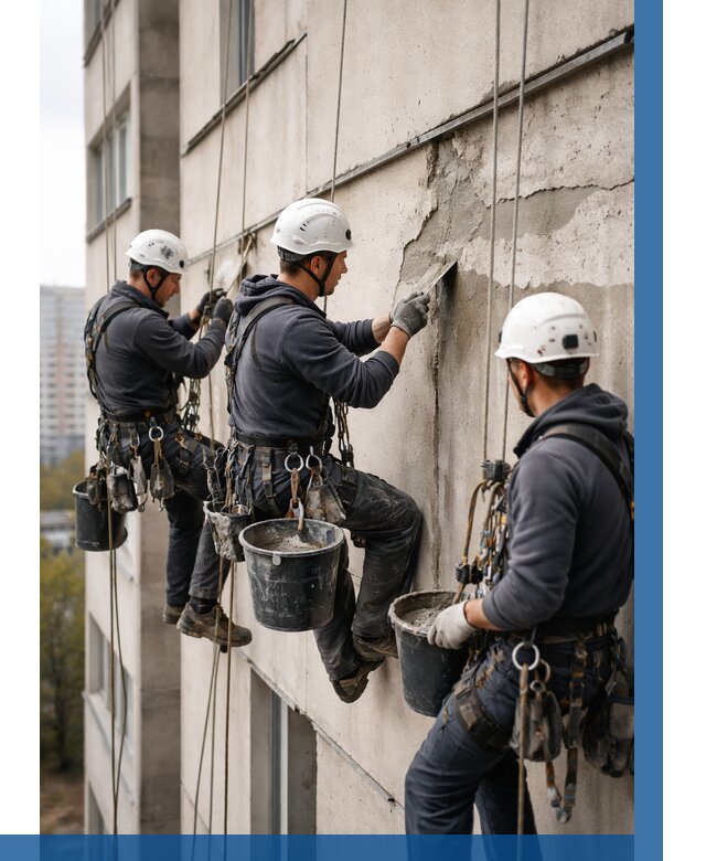 Ремонт бетонных элементов фасада в Переславле-Залесском от 2595 р. | ВЫСОТНИК-Прс