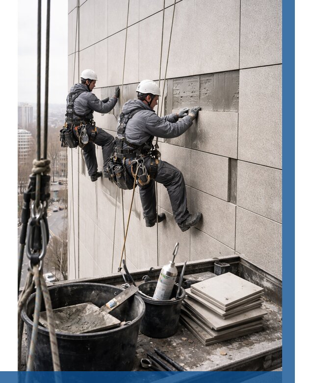 Ремонт фасада из керамогранита в Переславле-Залесском от 2595 р. | ВЫСОТНИК-Прс