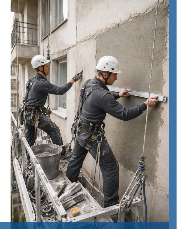 Штукатурка фасада на высоте в Переславле-Залесском от 934 р. | ВЫСОТНИК-Прс