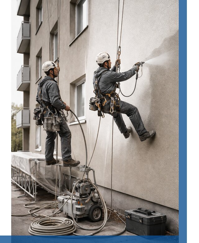 Безвоздушная покраска фасада в Переславле-Залесском от 228 р/м² | ВЫСОТНИК-Прс