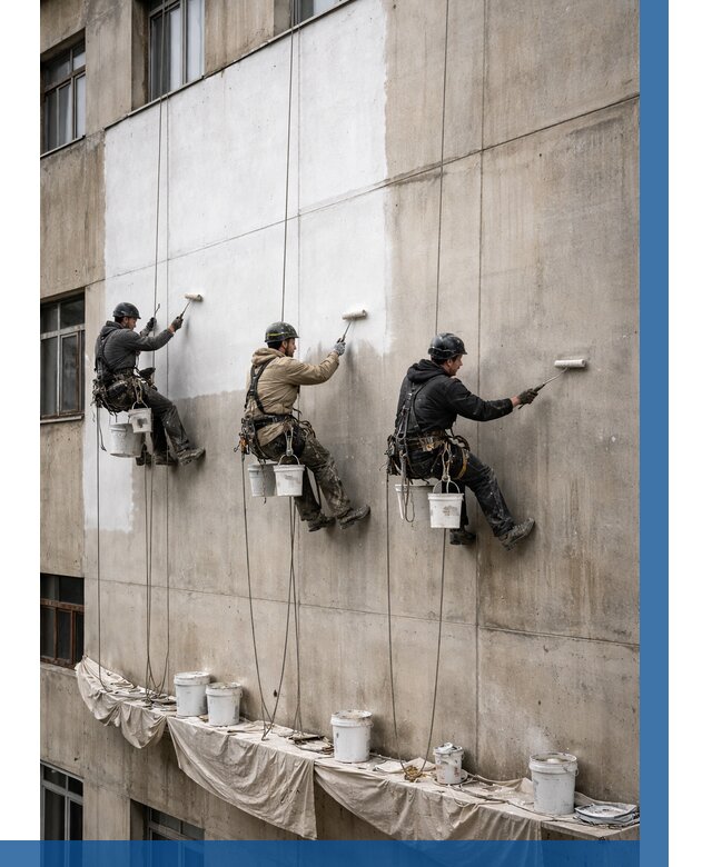 Покраска бетонного фасада в Переславле-Залесском от 363 р за м2 | ВЫСОТНИК-Прс