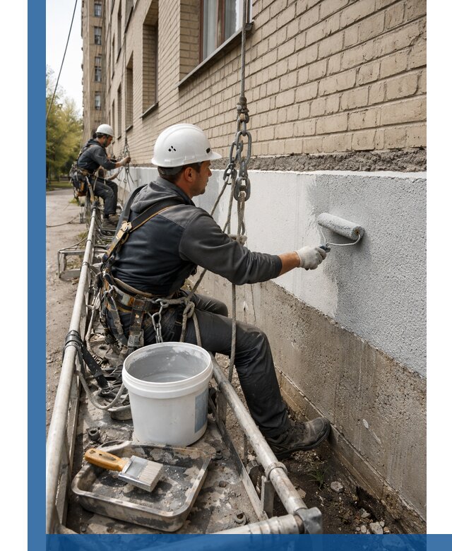 Окраска цоколя здания в Переславле-Залесском профессионально и надежно