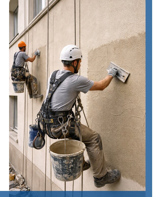 Декоративная штукатурка фасада в Переславле-Залесском от 1245 р. | ВЫСОТНИК-Прс