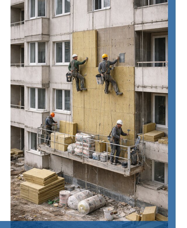 Утепление фасада минватой в Переславле-Залесском от 1557 р. | ВЫСОТНИК-Прс