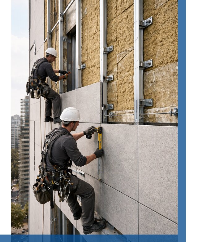 Монтаж вентилируемого фасада в Переславле-Залесском от 3633 р. | ВЫСОТНИК-Прс