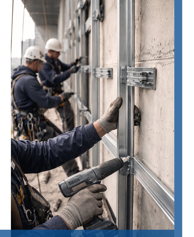 Монтаж подсистемы вентфасада в Переславле-Залесском от 882 р. | ВЫСОТНИК-Прс