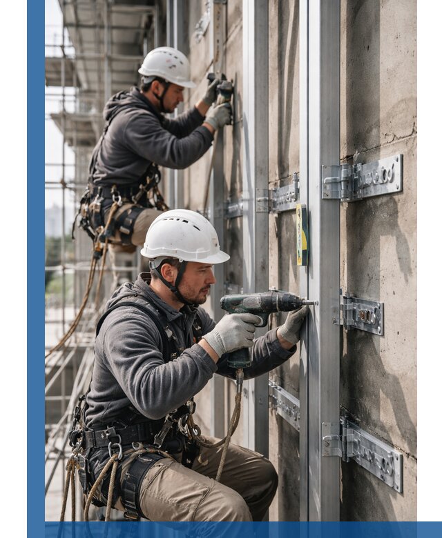 Монтаж и крепление подсистемы вентфасада в Переславле-Залесском