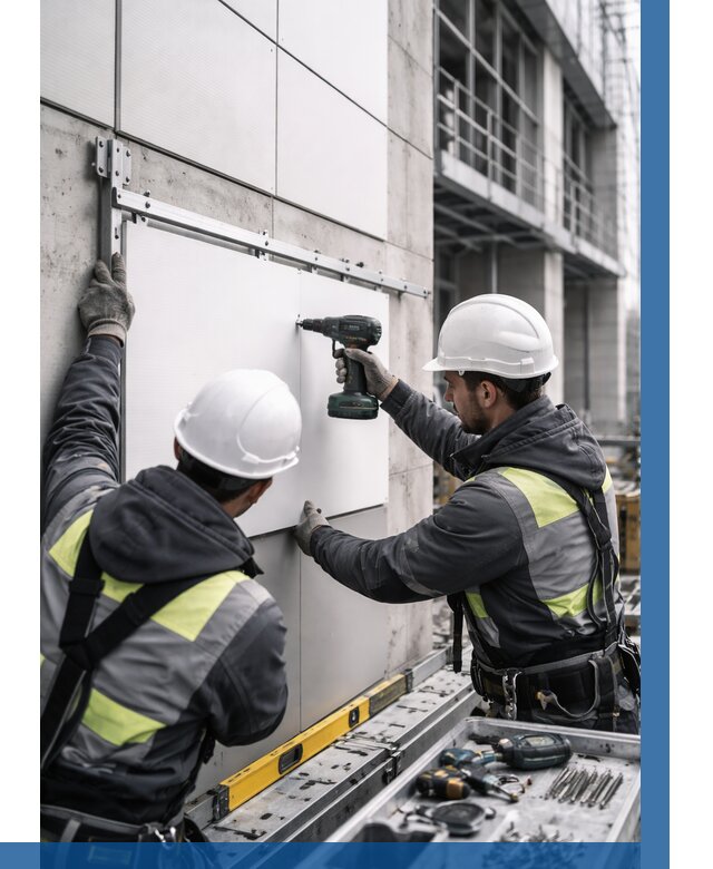 Монтаж композитных панелей фасада в Переславле-Залесском от 2595 р. | ВЫСОТНИК-Прс