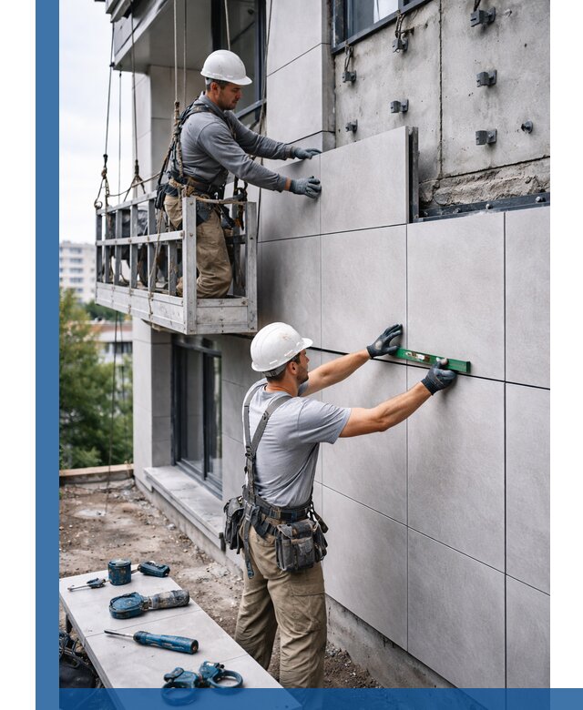 Монтаж керамогранита на фасад в Переславле-Залесском под ключ с гарантией качества