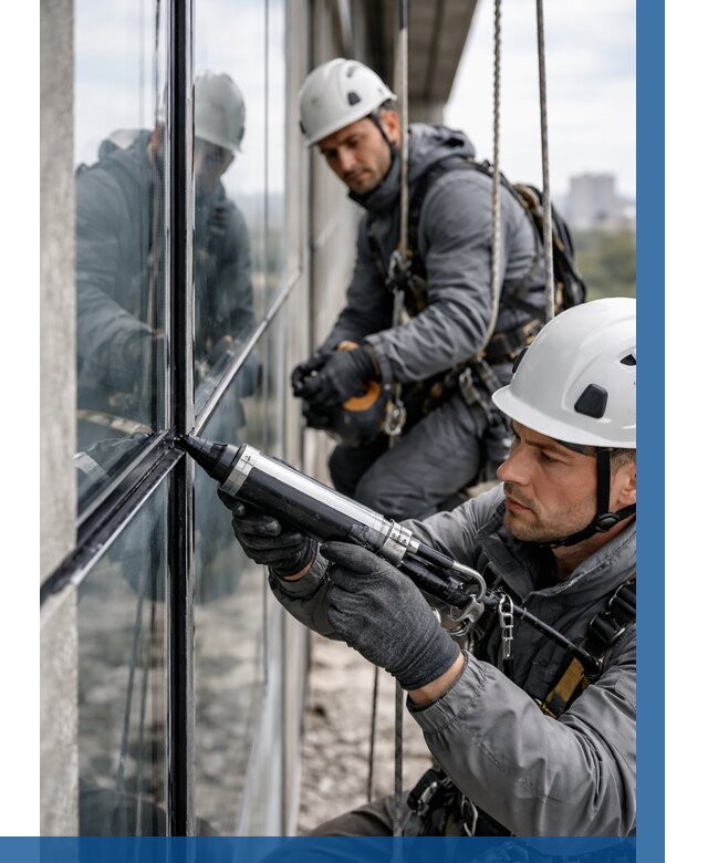 Герметизация витражных швов в Переславле-Залесском от 675 р. | ВЫСОТНИК-Прс