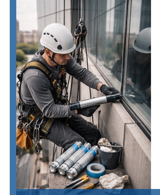 Герметизация стыков витража в Переславле-Залесском для герметичных фасадов