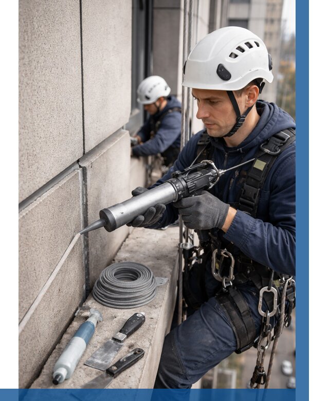 Герметизация деформационных швов фасада в Переславле-Залесском от 727 | ВЫСОТНИК-Прс