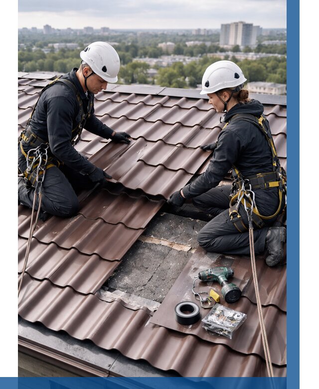 Ремонт металлочерепицы на крыше в Переславле-Залесском от 934 р. | ВЫСОТНИК-Прс