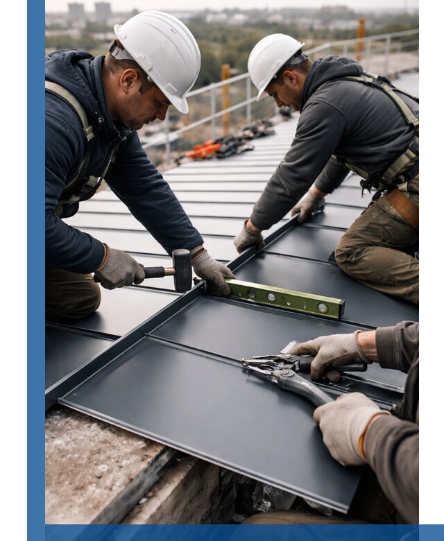 Монтаж фальцевой кровли в Переславле-Залесском для промышленных зданий