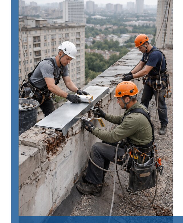 Ремонт парапета на кровле в Переславле-Залесском, высотные работы с гарантией