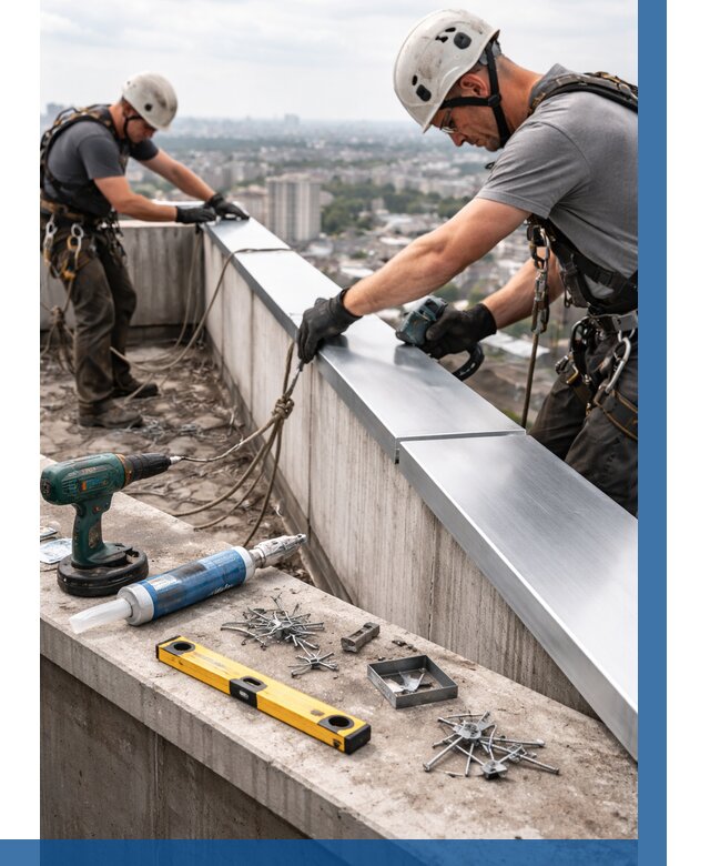 Монтаж парапетных крышек в Переславле-Залесском от 830 р. | ВЫСОТНИК-Прс