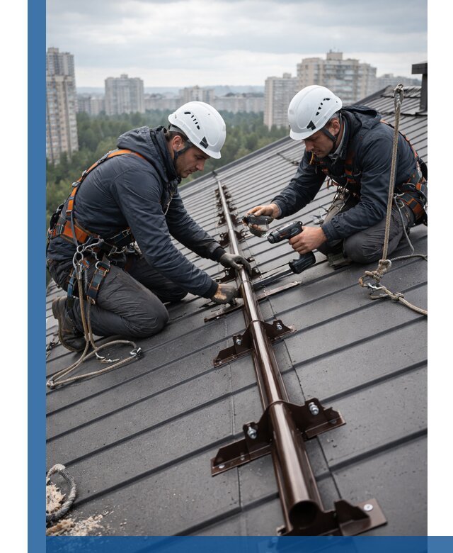 Монтаж снегозадержателей на кровле зданий в Переславле-Залесском под ключ