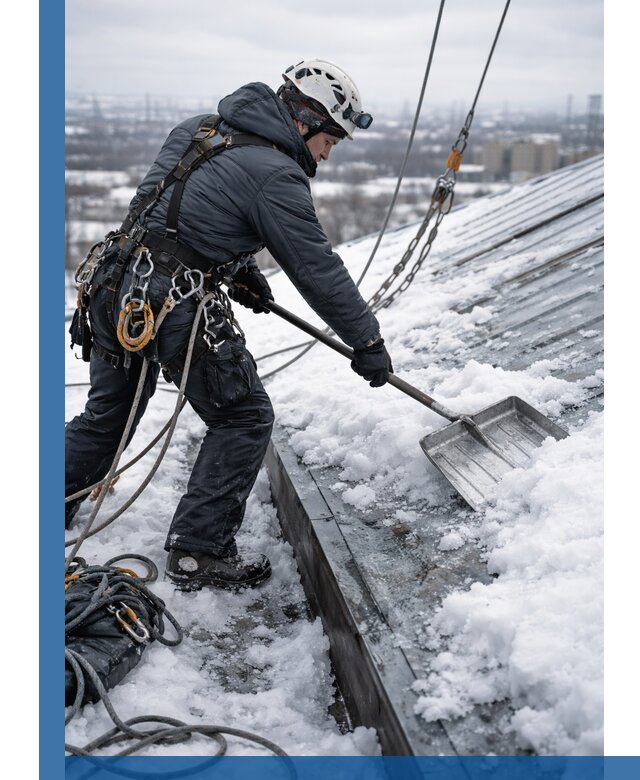 Профессиональная очистка кровли от снега и наледи в Переславле-Залесском