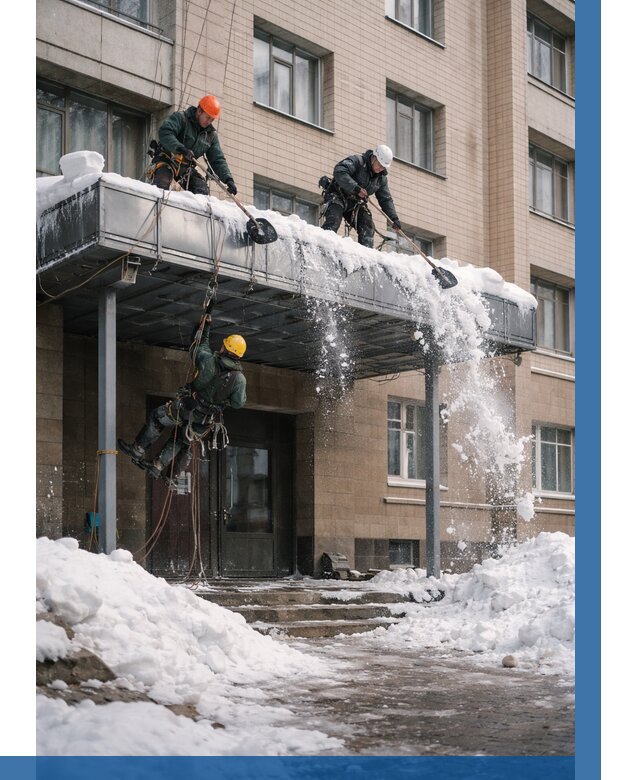 Очистка козырьков от снега в Переславле-Залесском от 3633 р. | ВЫСОТНИК-Прс