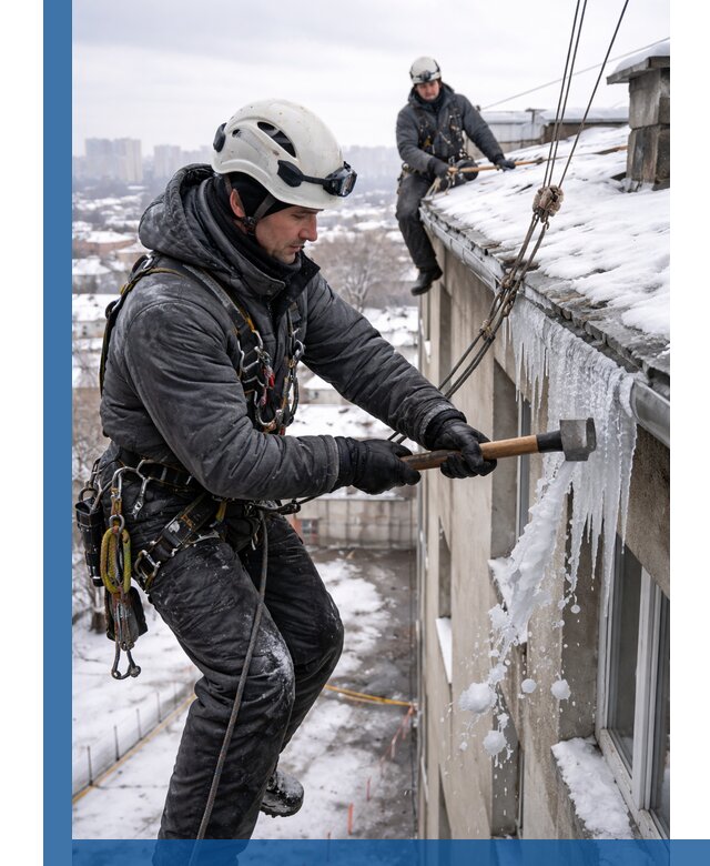 Сбивание и удаление сосулек с крыши в Переславле-Залесском безопасно