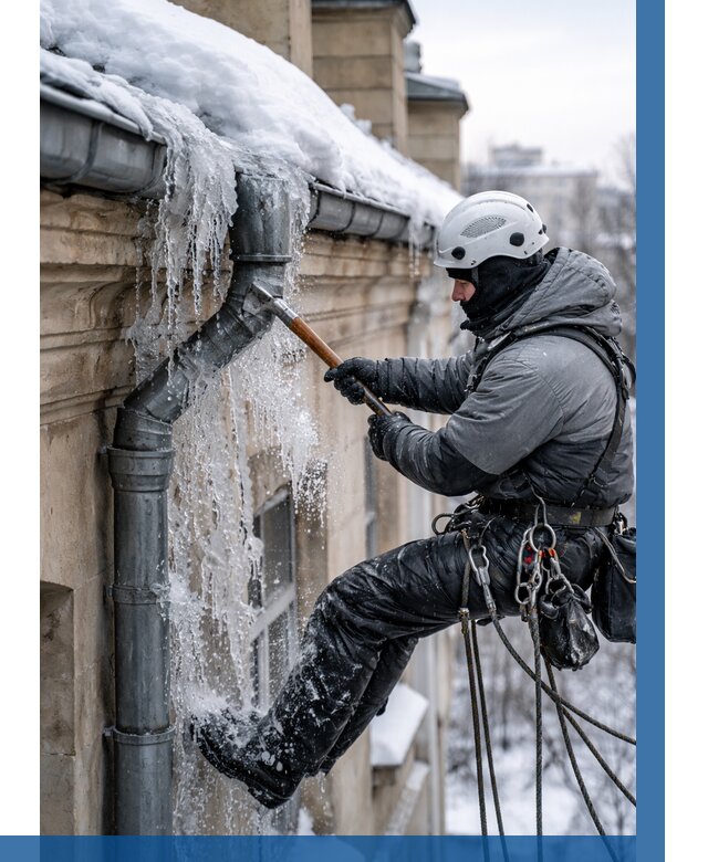 Очистка водостоков от льда в Переславле-Залесском от 3633 р. | ВЫСОТНИК-Прс