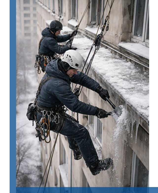 Удаление наледи и сосулек с карнизов в Переславле-Залесском профессионально