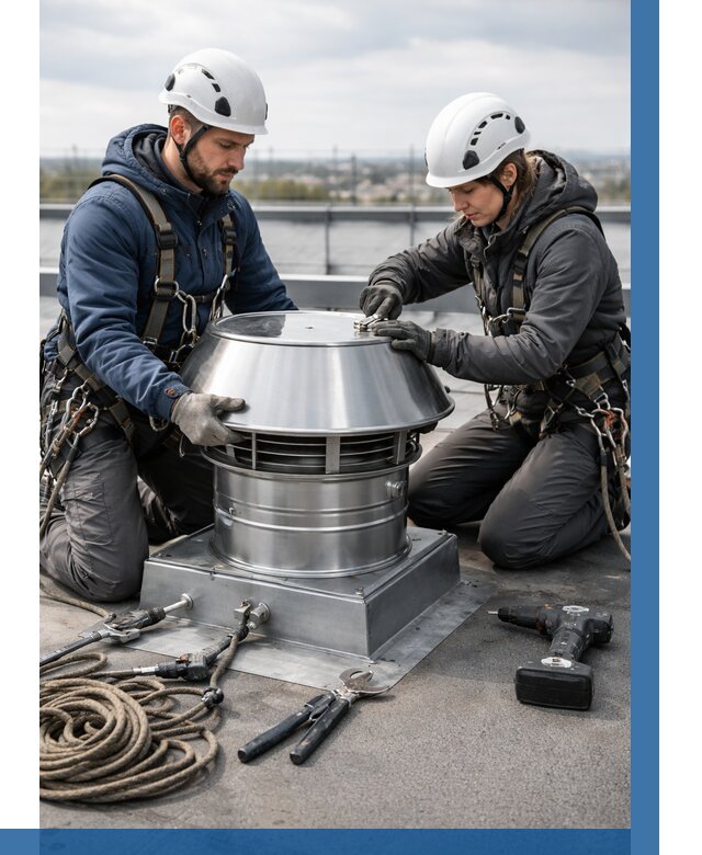 Установка дефлекторов на кровле в Переславле-Залесском от 4671 р. | ВЫСОТНИК-Прс