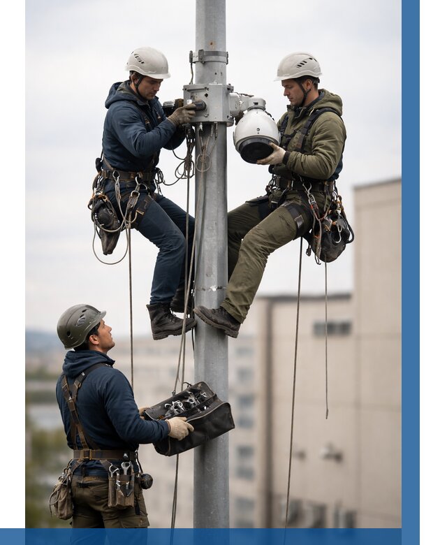 Установка видеокамер на мачте в Переславле-Залесском от 8822 р. | ВЫСОТНИК-Прс