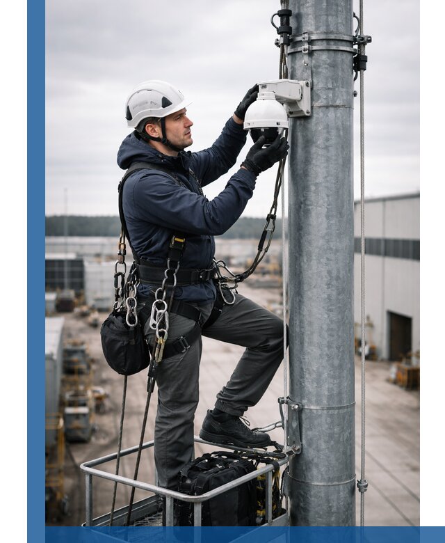 Профессиональная установка видеокамер на мачте в Переславле-Залесском