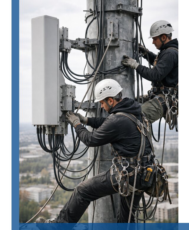 Монтаж оборудования связи на мачте в Переславле-Залесском с пусконаладкой