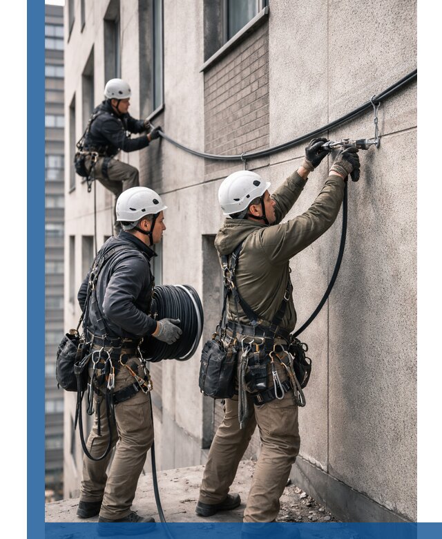 Прокладка кабеля по фасаду в Переславле-Залесском, профессиональный монтаж