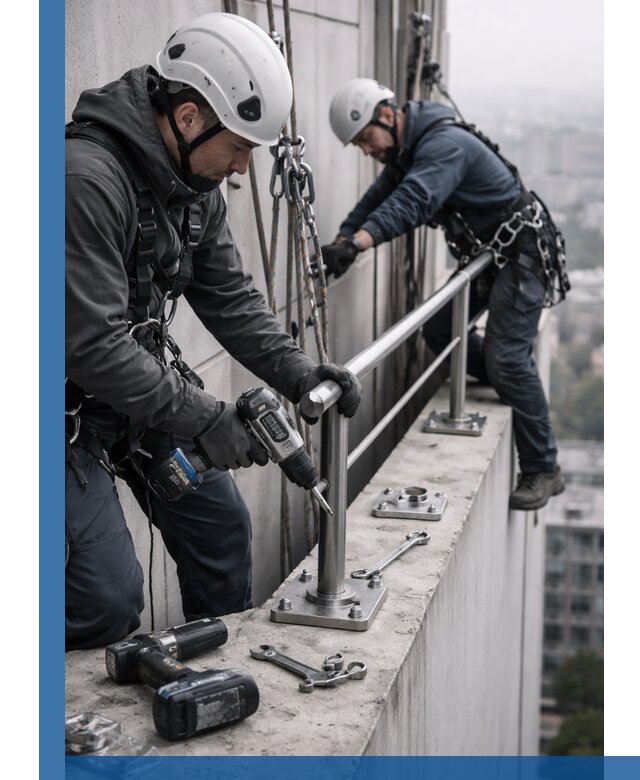 Монтаж перил на высоте в Переславле-Залесском для жилых и промобъектов