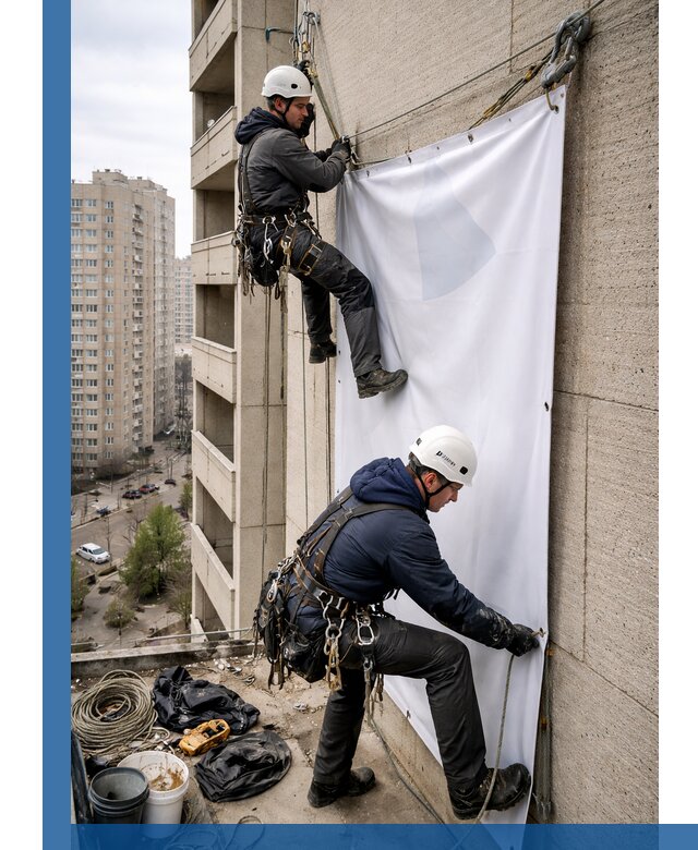 Профессиональный монтаж баннеров на фасаде в Переславле-Залесском
