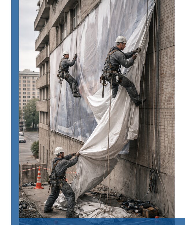 Демонтаж баннеров с фасада в Переславле-Залесском оперативно и безопасно