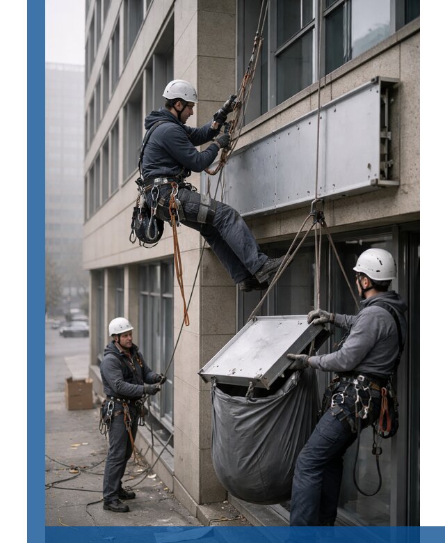 Демонтаж рекламной вывески с высотными работами в Переславле-Залесском