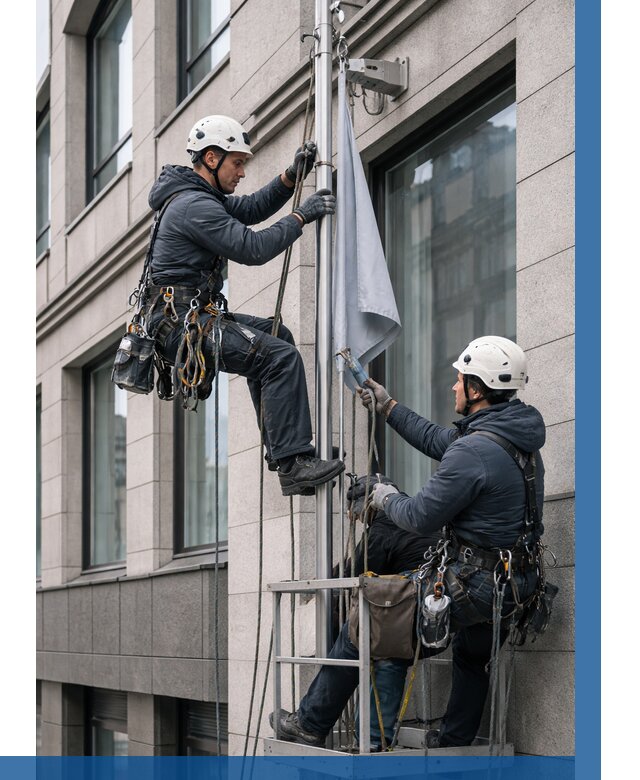 Установка флагов на фасаде в Переславле-Залесском от 4671 р. | ВЫСОТНИК-Прс