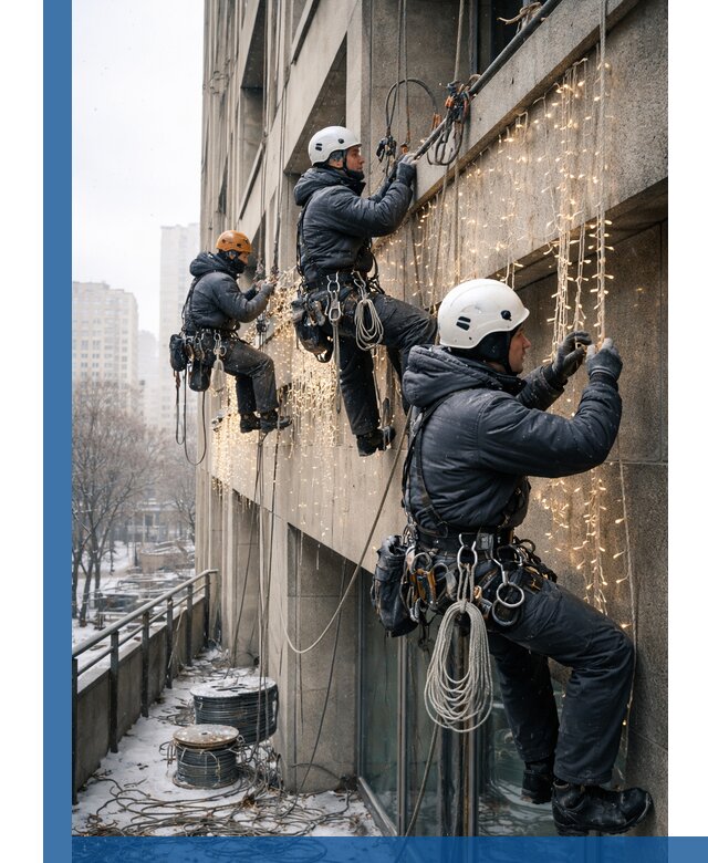 Монтаж новогодней иллюминации и украшение фасадов в Переславле-Залесском