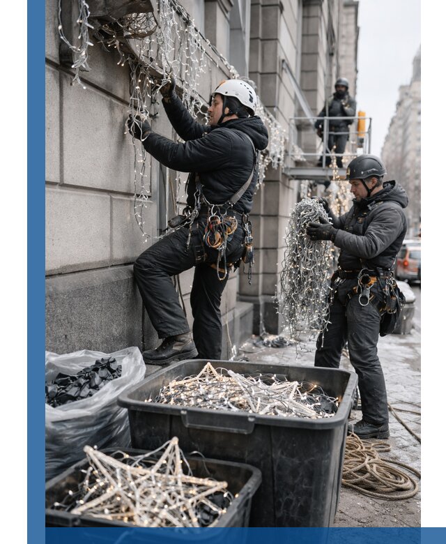 Демонтаж новогоднего оформления и гирлянд в Переславле-Залесском