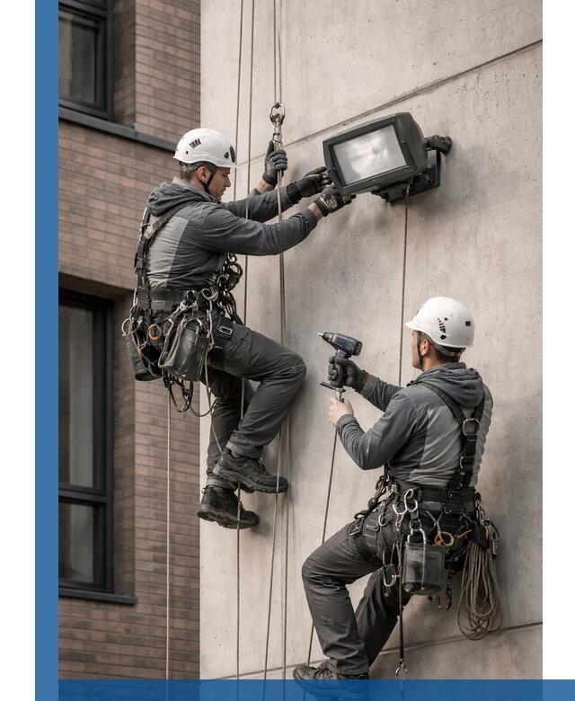 Профессиональный монтаж фасадных прожекторов в Переславле-Залесском под ключ