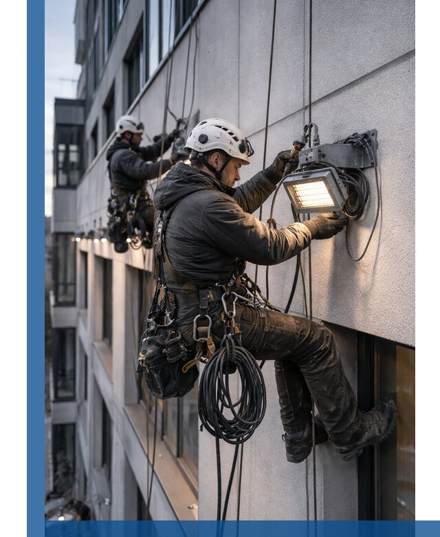 Монтаж фасадного освещения в Переславле-Залесском установка и подключение