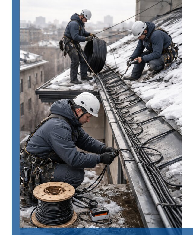 Монтаж греющего кабеля на кровле в Переславле-Залесском под ключ