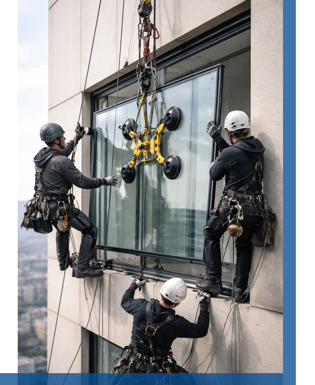 Монтаж стеклопакетов на высоте в Переславле-Залесском от 3321 р. | ВЫСОТНИК-Прс