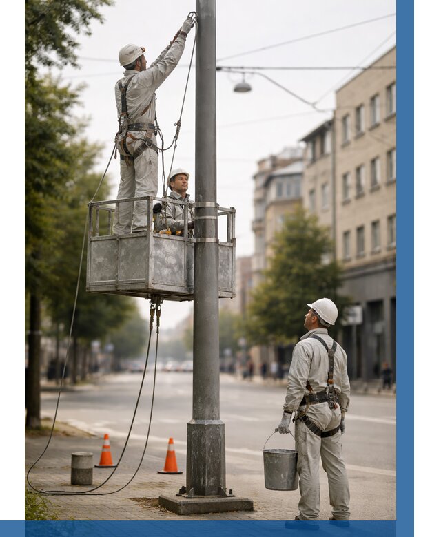 Покраска опор освещения в Переславле-Залесском от 5190 р. | ВЫСОТНИК-Прс