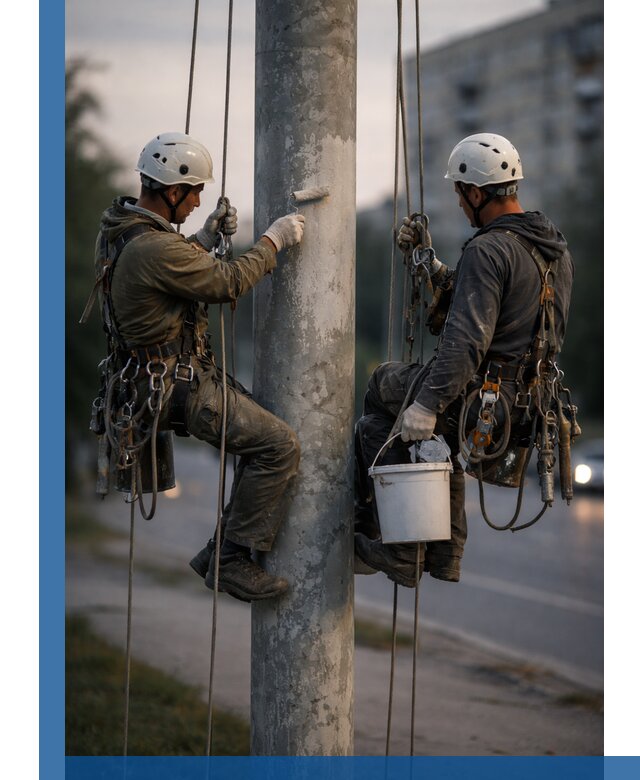 Покраска опор освещения и антикоррозийная защита в Переславле-Залесском