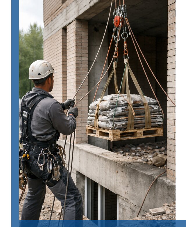 Подъем материалов на этаж веревками в Переславле-Залесском оперативно