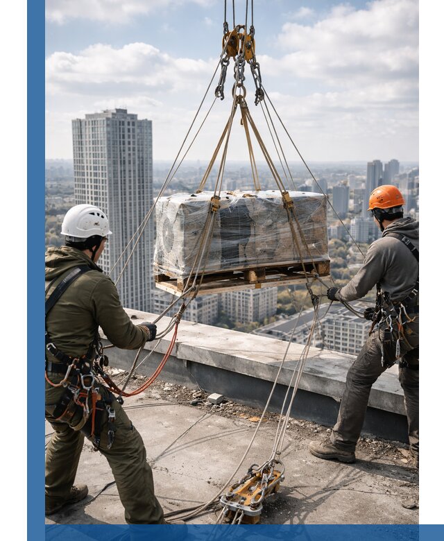 Подъем и монтаж крупногабаритных грузов на крышу в Переславле-Залесском